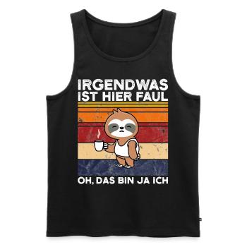 Faultier Irgendwas ist hier faul oh das bin ja ich - Männer Premium Bio Tank Top - Schwarz - Vorne - AI Model Male 178 light (178cm)