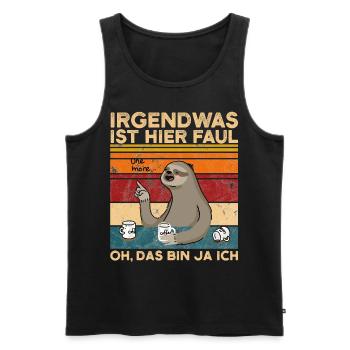 Irgendwas ist hier faul oh das bin ja ich Faultier - Männer Premium Bio Tank Top - Schwarz - Vorne - AI Model Male 178 light (178cm)