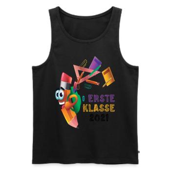 Schulkind 2021 1. Klasse Einschulung Stift Lineal - Männer Premium Bio Tank Top - Schwarz - Vorne - AI Model Male 178 light (178cm)