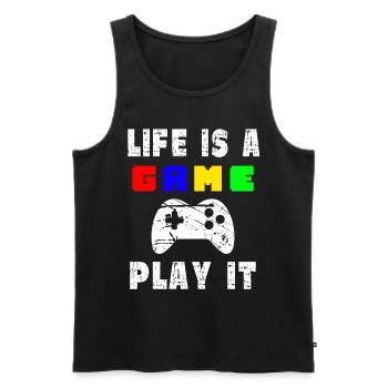 Das Leben Ist Ein Spiel Spielen Sie Es - Männer Premium Bio Tank Top - Schwarz - Vorne - AI Model Male 178 light (178cm)