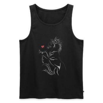 cheval fille chevaux amour équitation cheval fou - Débardeur bio Premium Homme - noir - Devant - Michal (187cm)