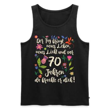 70. Geburtstag schöner Spruch mit floralem Muster - Männer Premium Bio Tank Top - Schwarz - Vorne - Michal (187cm)