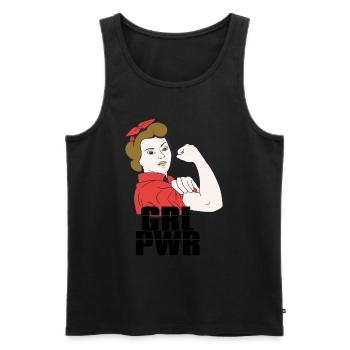 Féministe Féminisme émancipation cadeau - Débardeur bio Premium Homme - noir - Devant - AI Model Male 178 light (178cm)