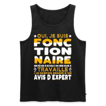Oui, Je Suis Fonctionnaire Humour - Débardeur bio Premium Homme - noir - Devant - AI Model Male 178 light (178cm)