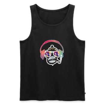 Techno Affe Rave DJ Music Electro Festival - Männer Premium Bio Tank Top - Schwarz - Vorne - AI Model Male 178 light (178cm)