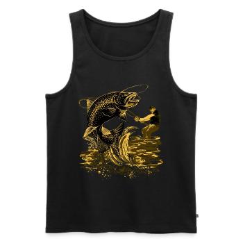 For the right angler - FISHING FIGHT - Men's Premium Organic Tank Top - black - Front - Michal (187cm)