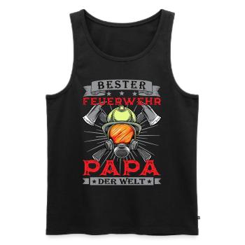 Feuerwehr Papa Vater Feuerwehrhelm Berufsfeuerwehr - Männer Premium Bio Tank Top - Schwarz - Vorne - Michal (187cm)