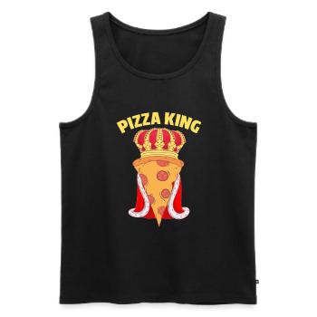 Pizza King. Pizza with crown and cape. - Débardeur bio Premium Homme - noir - Devant - Michal (187cm)