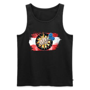 Autriche Dartspieler Austrian Dart Team - Fléchettes - Débardeur bio Premium Homme - noir - Devant - AI Model Male 178 light (178cm)