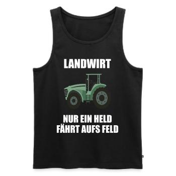 Traktor Landwirt Nur ein Held Fährt Aufs Feld - Männer Premium Bio Tank Top - Schwarz - Vorne - Michal (187cm)