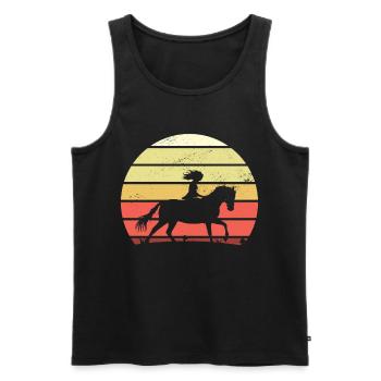 Rétro fille cheval - Débardeur bio Premium Homme - noir - Devant - AI Model Male 178 light (178cm)