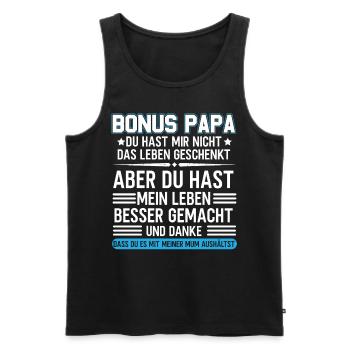 Bonus Papa Stiefvater Geschenk Pflegevater - Männer Premium Bio Tank Top - Schwarz - Vorne - AI Model Male 178 light (178cm)