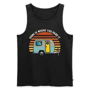Camping Camping Caravane Camping Camper Camping - Débardeur bio Premium Homme - noir - Devant - AI Model Male 178 light (178cm)