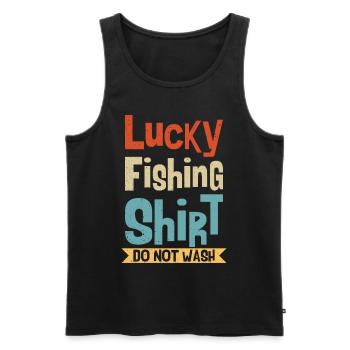 Lucky Fishing Shirt Do Not Wash - Pêche Pêche - Débardeur bio Premium Homme - noir - Devant - Michal (187cm)