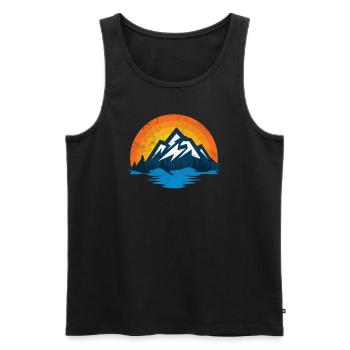 Mountains | Hiking | Outdoor | Nature | Alpen Vintage - Men's Premium Organic Tank Top - black - Front - Michal (187cm)