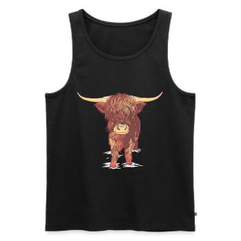 Ecosse bovine vaches Muh Veau - Débardeur bio Premium Homme - noir - Devant - Michal (187cm)