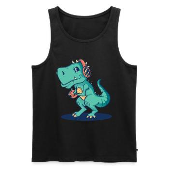 Dino Dinosaur T-rex Trex Tyrannosaurus Dinosaur - Men's Premium Organic Tank Top - black - Front - AI Model Male 178 light (178cm)
