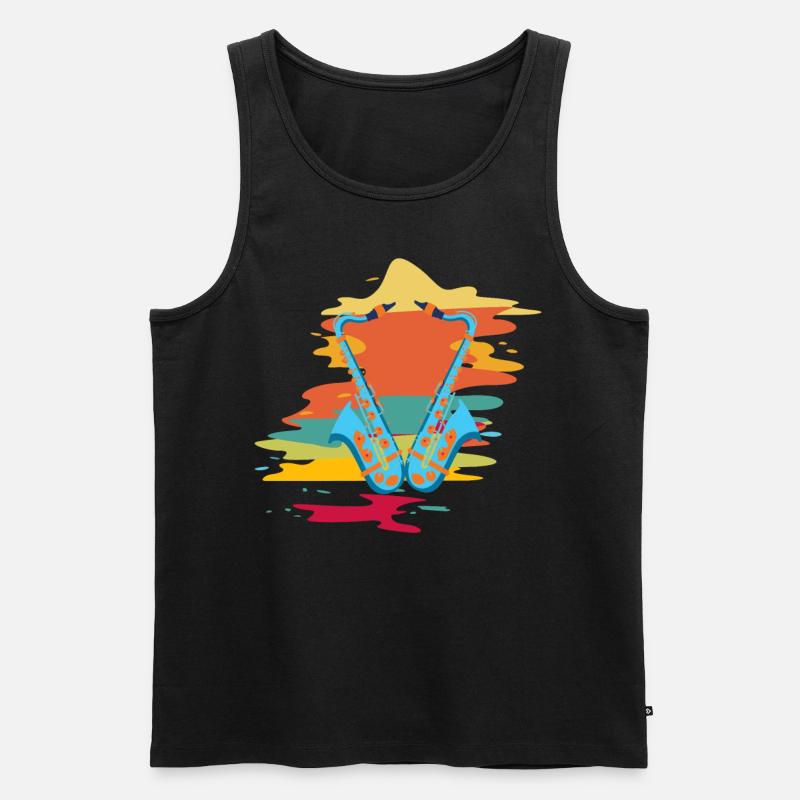 Saxophone - Männer Premium Bio Tank Top - Schwarz