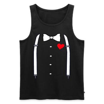 Suspenders and bow tie with hearts JGA fun shirt - Men's Premium Organic Tank Top - black - Front - Michal (187cm)