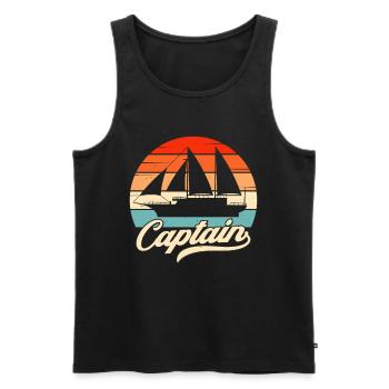 Sailing Ship Captain Vintage Sailboat Sailing - Men's Premium Organic Tank Top - black - Front - Michal (187cm)