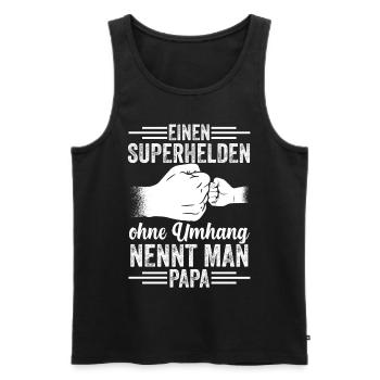 Papa Superheld Vater Vatertag - Männer Premium Bio Tank Top - Schwarz - Vorne - Michal (187cm)