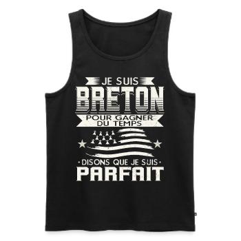 Je Suis Breton Humour - Débardeur bio Premium Homme - noir - Devant - Michal (187cm)