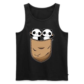 Kawaii Panda Amant - Débardeur bio Premium Homme - noir - Devant - Michal (187cm)