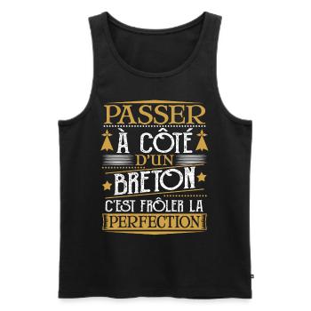 Je Suis Breton Humour - Débardeur bio Premium Homme - noir - Devant - Michal (187cm)