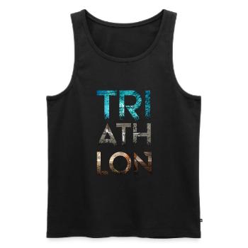Triathlon Triathlon Natation Vélo Course - Débardeur bio Premium Homme - noir - Devant - Michal (187cm)