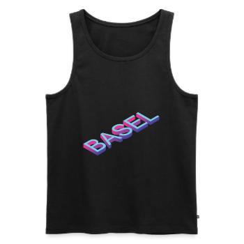 Basel - Männer Premium Bio Tank Top - Schwarz - Vorne - AI Model Male 178 light (178cm)