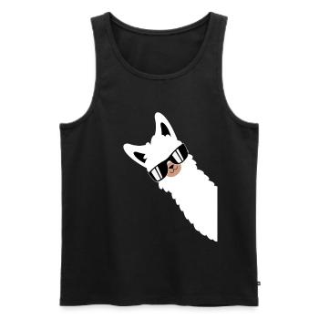 Lama Llama Alpaca with Sunglasses - Men's Premium Organic Tank Top - black - Front - AI Model Male 178 light (178cm)