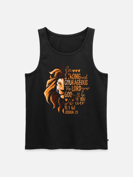 Chrześcijański werset biblijny religia lew - Ekologiczny tank top męski Premium - czarny