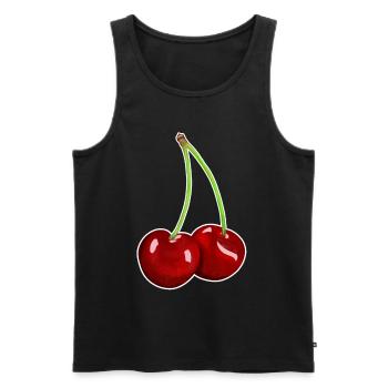 Cherry, Cherry, Cherries, Fruity, Harvest, Garden, Fruit - Men's Premium Organic Tank Top - black - Front - AI Model Male 178 light (178cm)