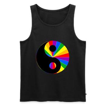 LGBT Regenbogen Yin Yang Gay Pride Liebe Gay - Männer Premium Bio Tank Top - Schwarz - Vorne - Michal (187cm)