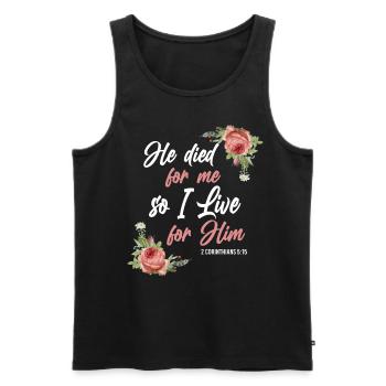 Christlicher Bibelvers Blume Schmetterling - Männer Premium Bio Tank Top - Schwarz - Vorne - Michal (187cm)
