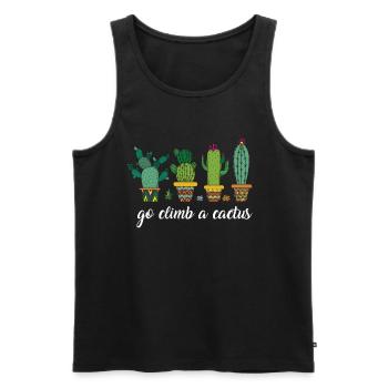 Kaktus Pflanze Go Climb A Cactus - Männer Premium Bio Tank Top - Schwarz - Vorne - AI Model Male 178 light (178cm)