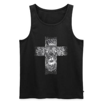 Lion Croix Savane désert Roi Lion - Débardeur bio Premium Homme - noir - Devant - Michal (187cm)