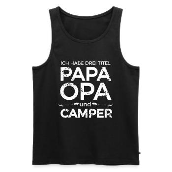 Opa Papa Camping Spruch - Männer Premium Bio Tank Top - Schwarz - Vorne - AI Model Male 178 light (178cm)