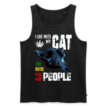 I Like Weed My Cat And Maybe 3 People graphic - Men's Premium Organic Tank Top - black - Front - AI Model Male 178 light (178cm)