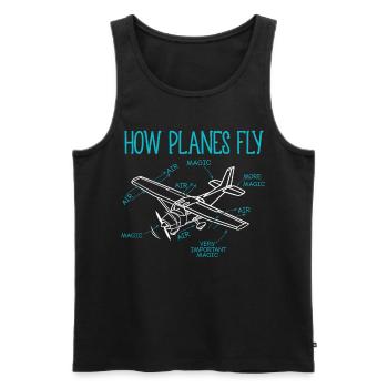 Comment Planes Fly Aircraft Pilot Co-pilot Aviator Air - Débardeur bio Premium Homme - noir - Devant - AI Model Male 178 light (178cm)