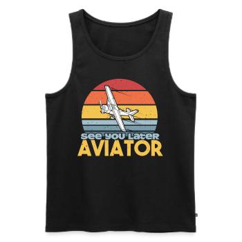 See You Later Aviator Airplane Aircraft Pilot Co-p - Men's Premium Organic Tank Top - black - Front - AI Model Male 178 light (178cm)