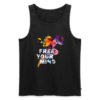 Free your mind - RUN - Sport Laufen Marathon - Männer Premium Bio Tank Top - Schwarz - Vorne - AI Model Male 178 light (178cm)