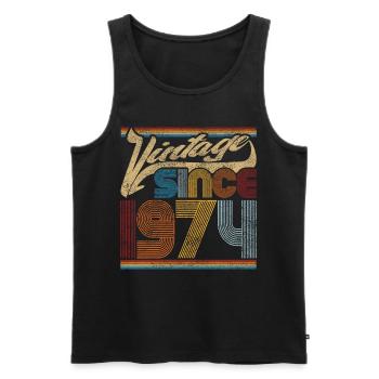 Vintage Since 1974 - Geschenk Zum 47. Geburtstag - Männer Premium Bio Tank Top - Schwarz - Vorne - Michal (187cm)