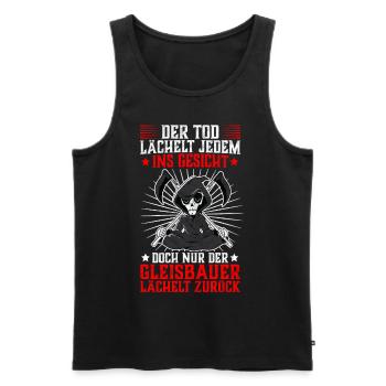 Der Gleisbauer lächelt zurück Gleisbau Spruch - Männer Premium Bio Tank Top - Schwarz - Vorne - AI Model Male 178 light (178cm)