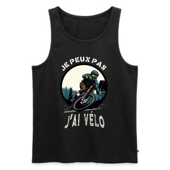 J'Peux Pas J'ai Vélo Humour Cadeau Drôle Cycliste - Débardeur bio Premium Homme - noir - Devant - Michal (187cm)
