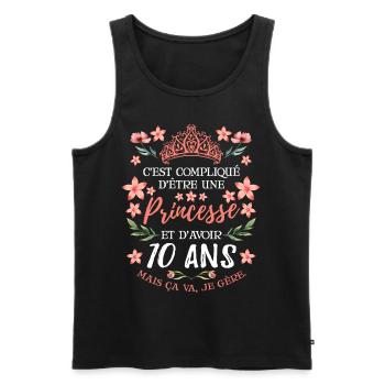 Anniv Fille 10 ans Anniversaire Humour - Débardeur bio Premium Homme - noir - Devant - Michal (187cm)