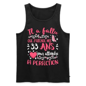 Anniv 33 ans Anniversaire Humour - Débardeur bio Premium Homme - noir - Devant - Michal (187cm)