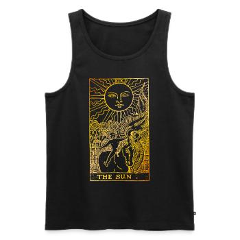 La carte du Tarot Vintage du Soleil Renforce le Soleil - Débardeur bio Premium Homme - noir - Devant - AI Model Male 178 light (178cm)