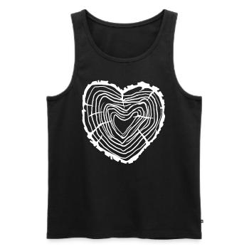 Herz Holzscheibe Baumringe - Männer Premium Bio Tank Top - Schwarz - Vorne - AI Model Male 178 light (178cm)