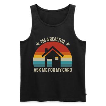Funny I'm a Realtor Ask Me For My Card - Men's Premium Organic Tank Top - black - Front - AI Model Male 178 light (178cm)